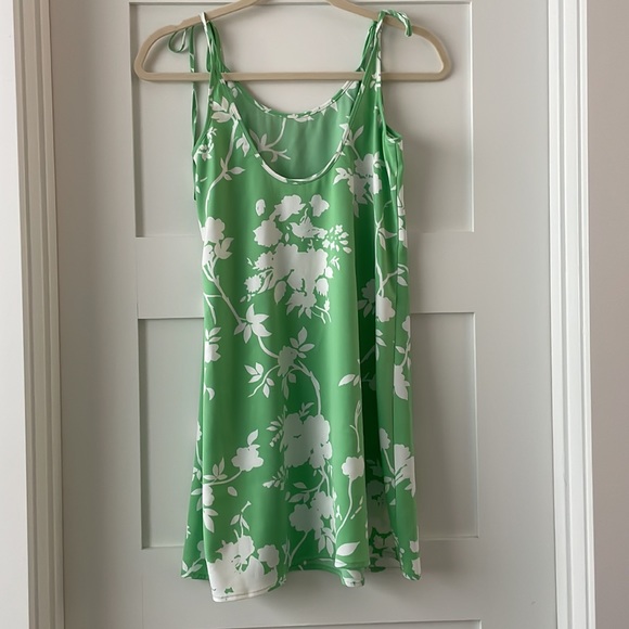 Urban outfitters, green, white flower, slip dress - Picture 2 of 5